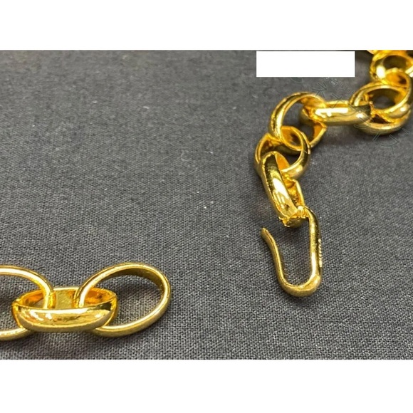 CHANEL BELT AUTH Coco chain CC Rare Gold Plate Logo MEDAL Necklace round 83cm - Picture 5 of 8